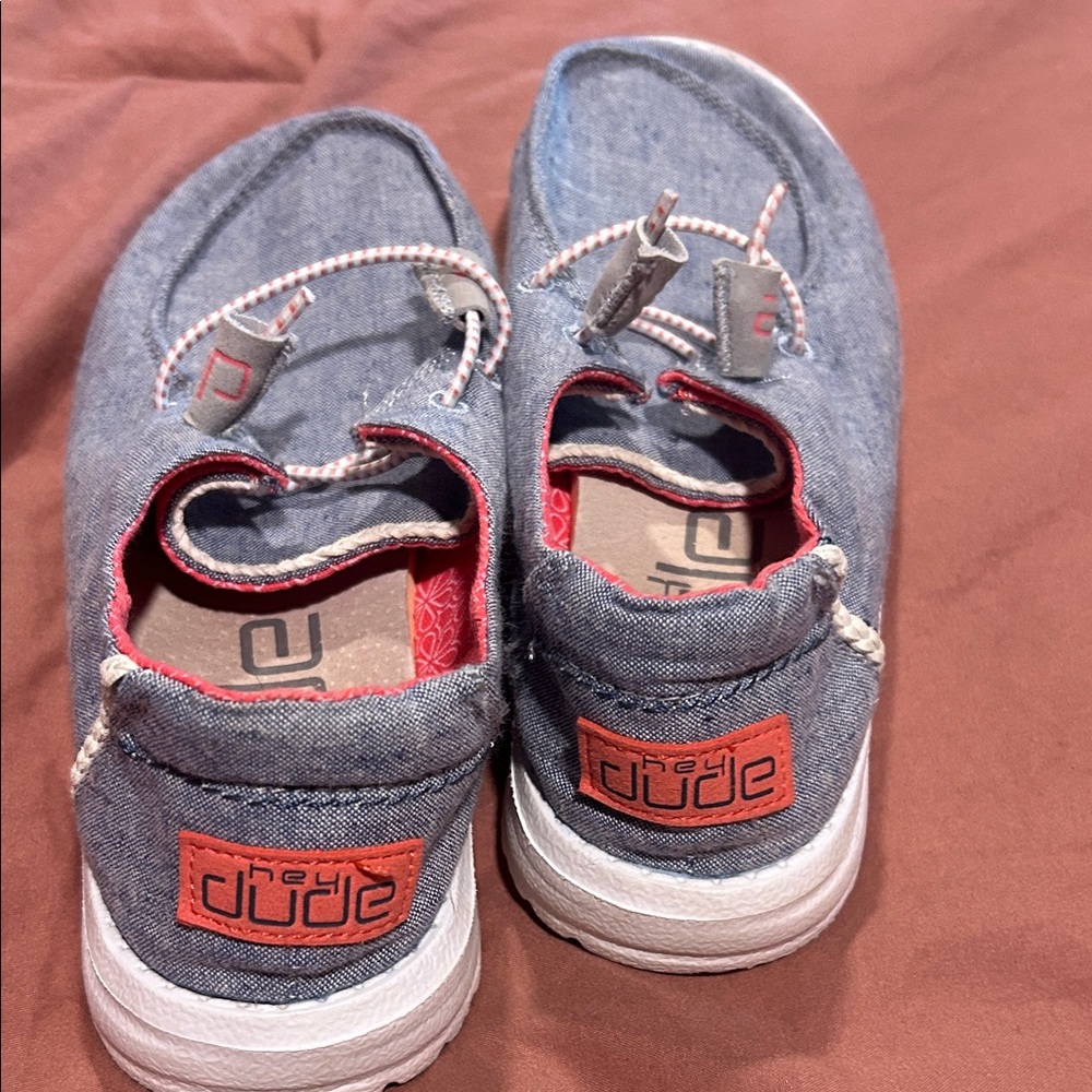 Hey Dude Kids' Denim Slip-On Shoes - Blue with Red Trim